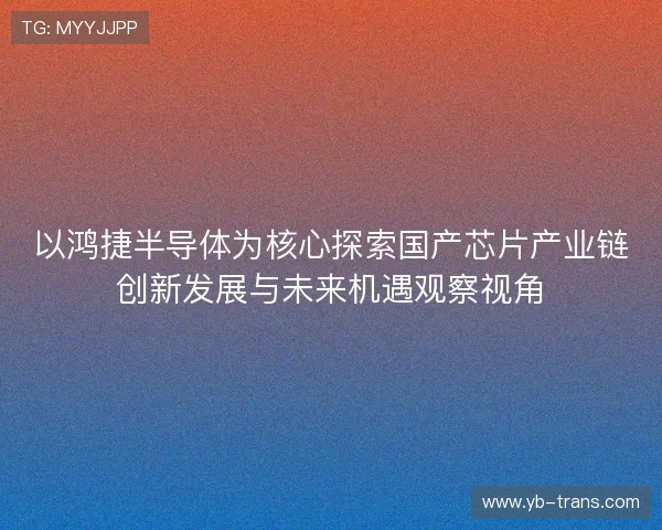 以鸿捷半导体为核心探索国产芯片产业链创新发展与未来机遇观察视角